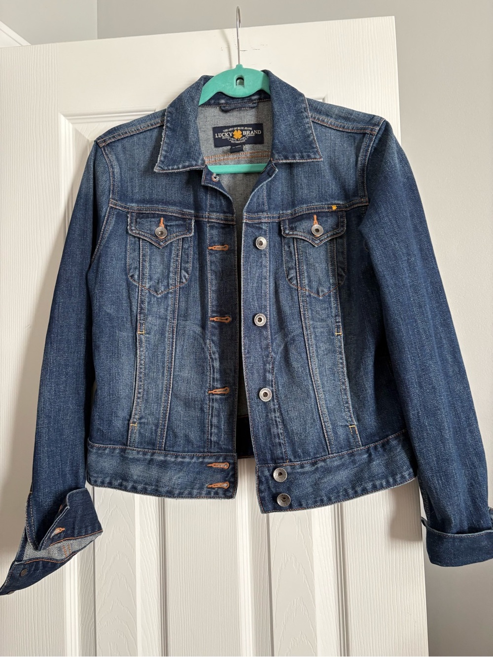 Lucky Brand Indigo Jean Jacket with Gold Clover Logo - Picture 3 of 3